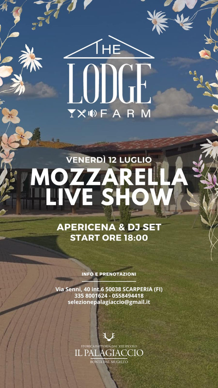 VENERDI' 12/07 APERICENA CON MOZZARELLA LIVE SHOW AL THE LODGE FARM